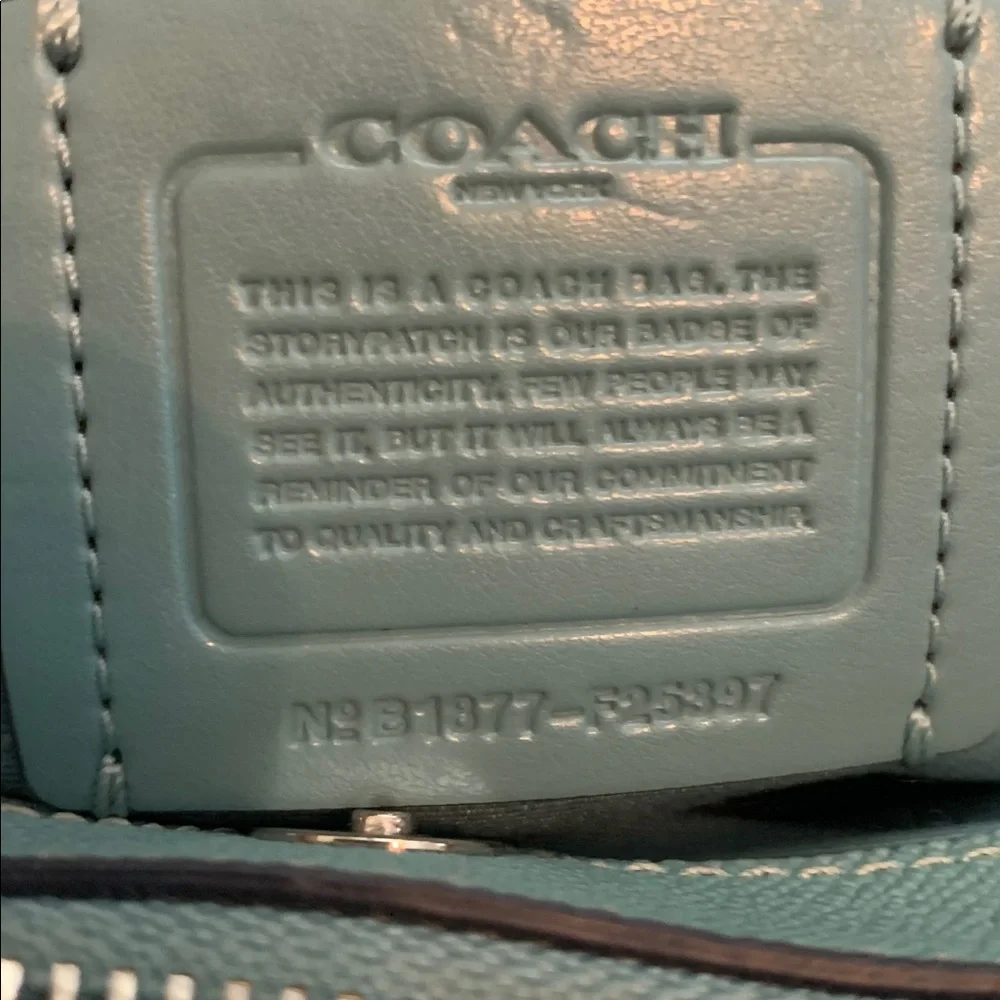 Coach Aqua Leather Shoulder Bag with long crossbody strap